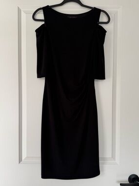 Women's Black Cold-Shoulder Midi Dress